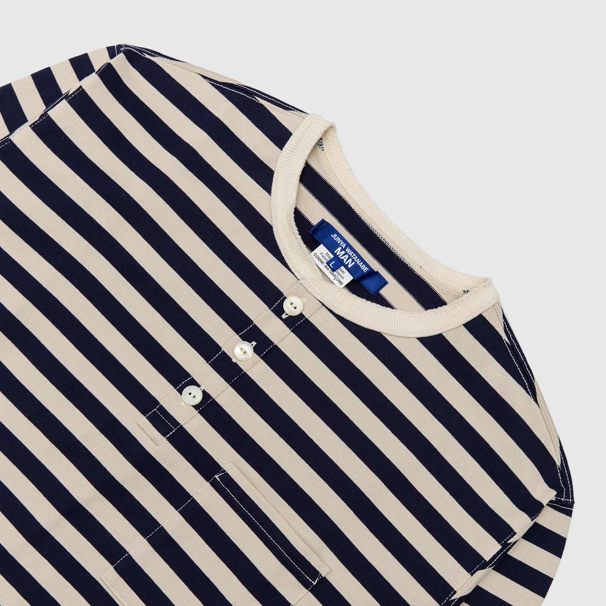 STRIPED L/S HENLEY SHIRT - Image 3